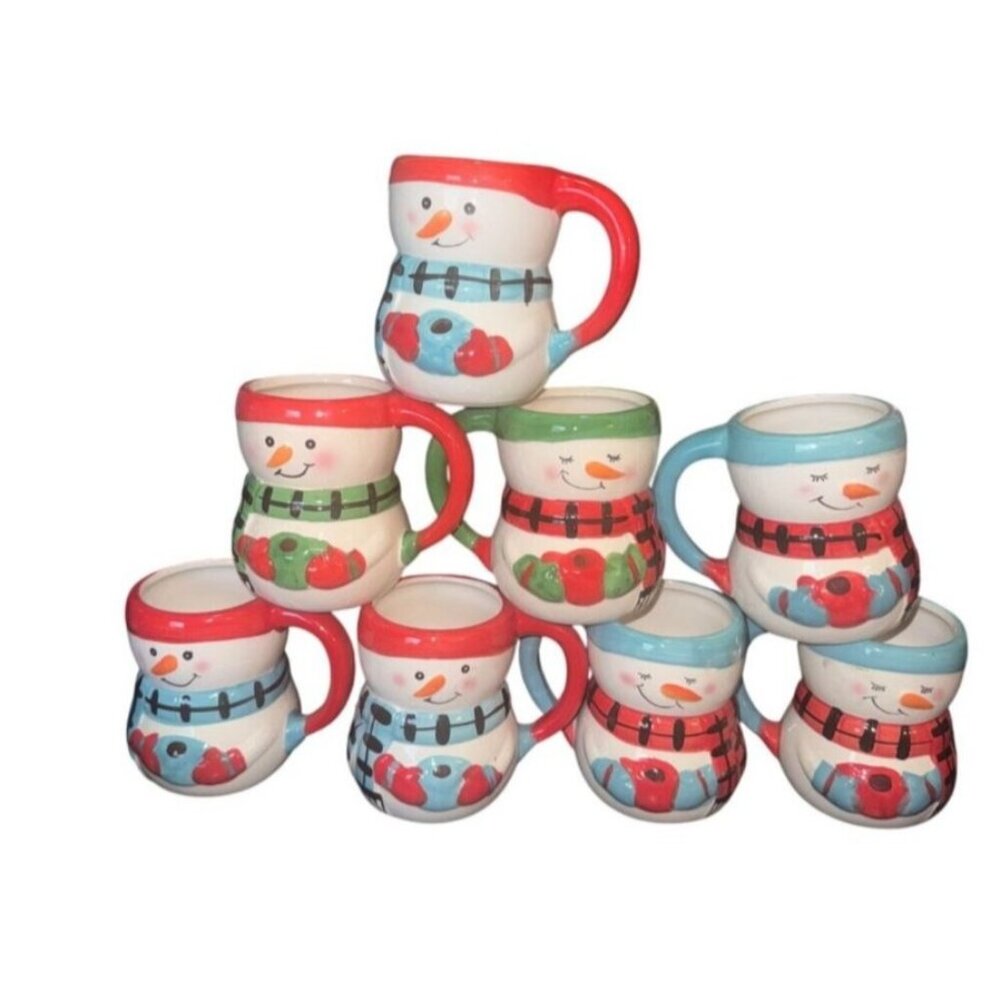 Snowman-Themed Ceramic Mug By Bay Island  Painted Red & White